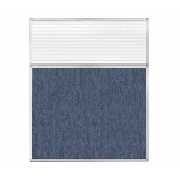 Hush Panel Configurable Cubicle Partition 5' x 6' W/ Window Ocean Fabric Clear Fluted Window